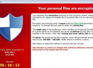 CryptoLocker Ransomware Alert Screenshot – Virus Removal Example
